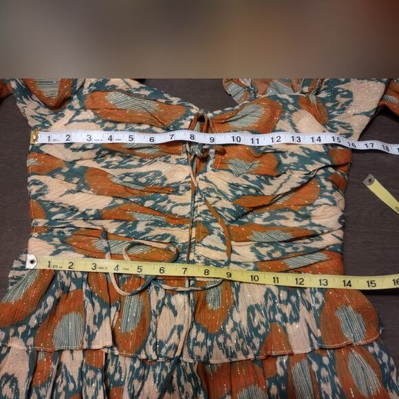 ULLA JOHNSON Naiya Dress Metallic Ruffle Mini Size 6 - Picture 8 of 16